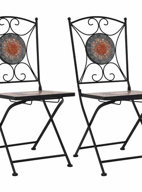 VidaXL Bistrostoelen mozaïek 2 st oranje en grijs