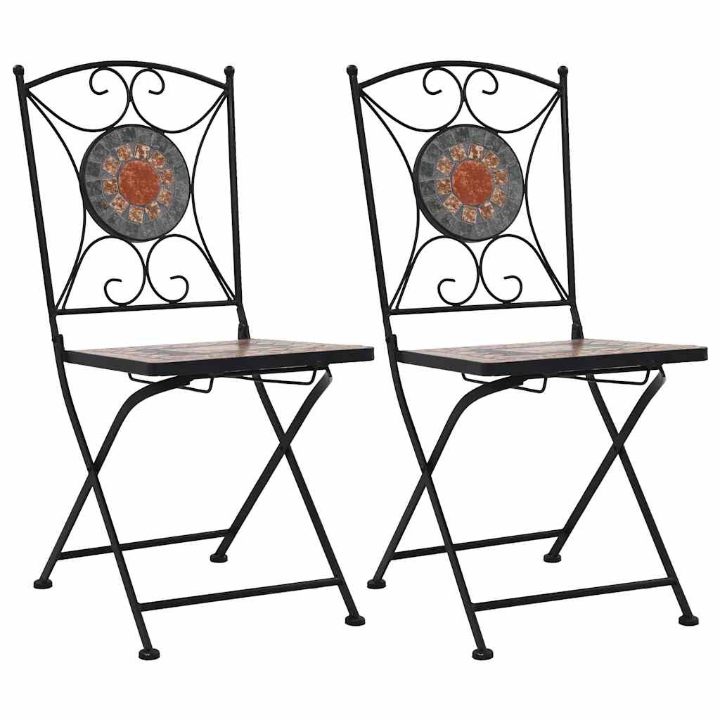 VidaXL Bistrostoelen mozaïek 2 st oranje en grijs