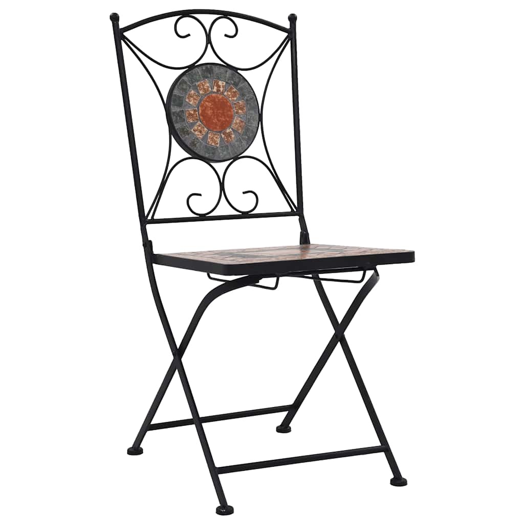 VidaXL Bistrostoelen mozaïek 2 st oranje en grijs