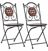VidaXL Bistrostoelen mozaïek 2 st keramiek bruin