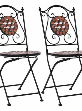 VidaXL Bistrostoelen mozaïek 2 st keramiek bruin