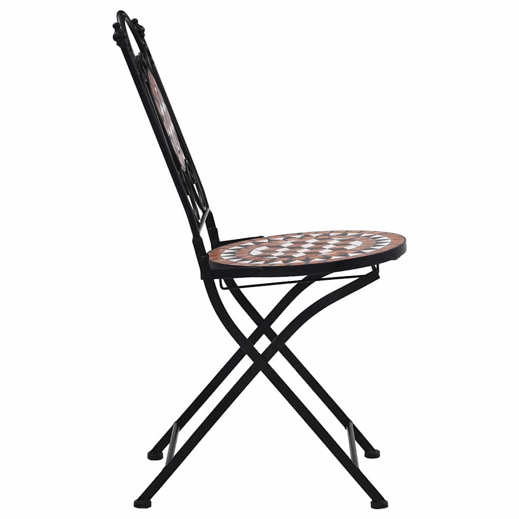 VidaXL Bistrostoelen mozaïek 2 st keramiek bruin