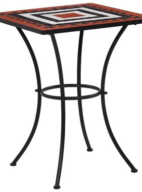 VidaXL Bistrotafel mozaïek 60 cm keramiek terracottakleurig en wit