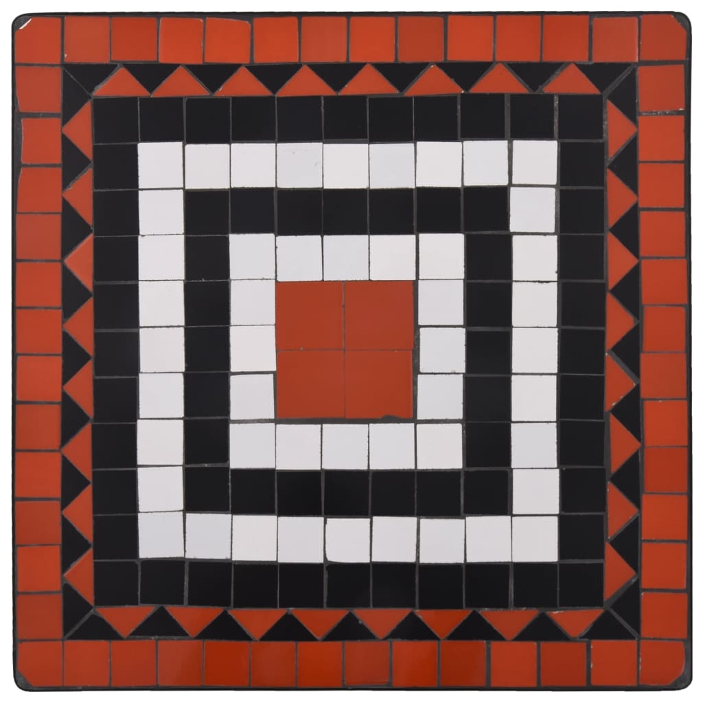 VidaXL Bistrotafel mozaïek 60 cm keramiek terracottakleurig en wit