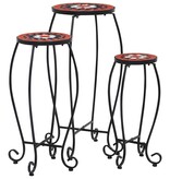 VidaXL Bijzettafels mozaïek 3 st keramiek terracottakleurig en wit