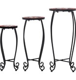 VidaXL Bijzettafels mozaïek 3 st keramiek terracottakleurig en wit