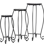 VidaXL Bijzettafels mozaïek 3 st keramiek zwart en wit