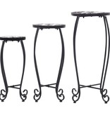 VidaXL Bijzettafels mozaïek 3 st keramiek zwart en wit