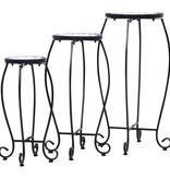 VidaXL Bijzettafels mozaïek 3 st keramiek blauw en wit