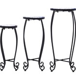 VidaXL Bijzettafels mozaïek 3 st keramiek blauw en wit