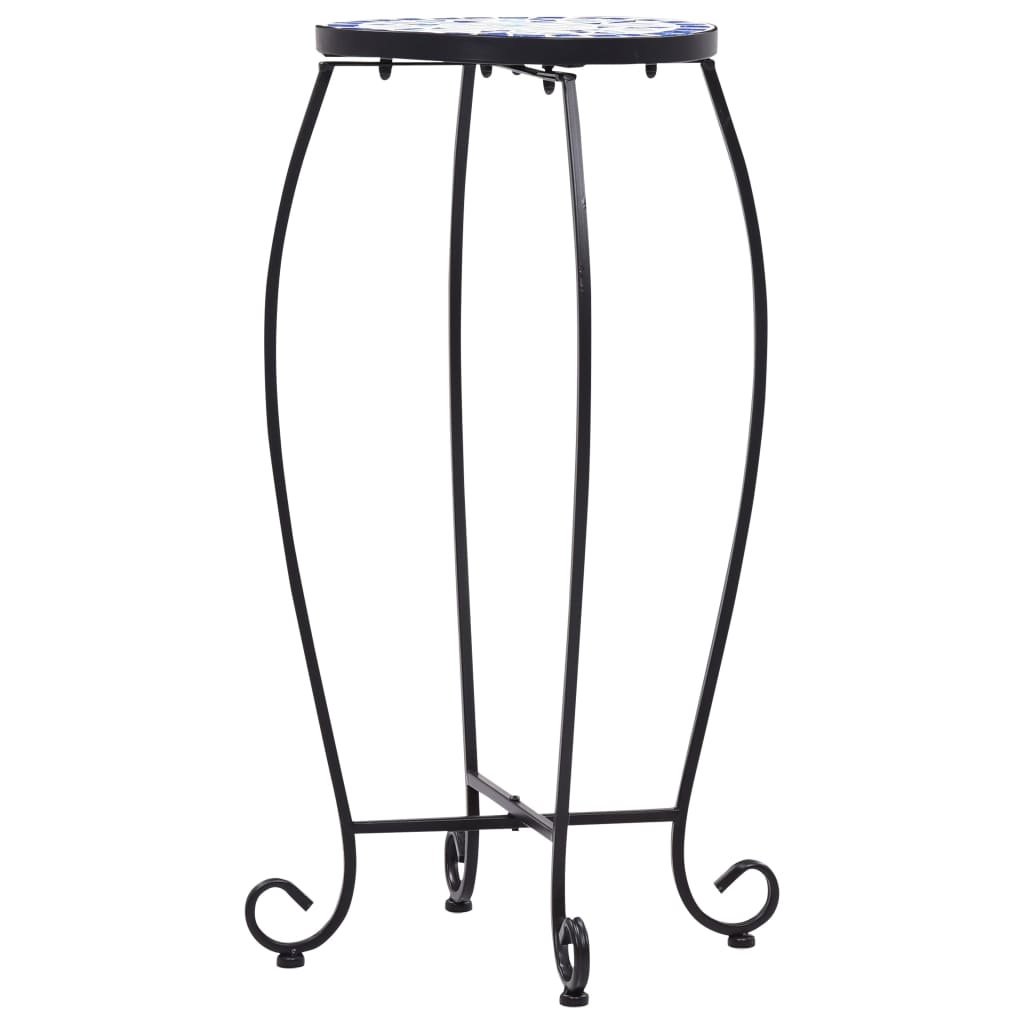 VidaXL Bijzettafels mozaïek 3 st keramiek blauw en wit