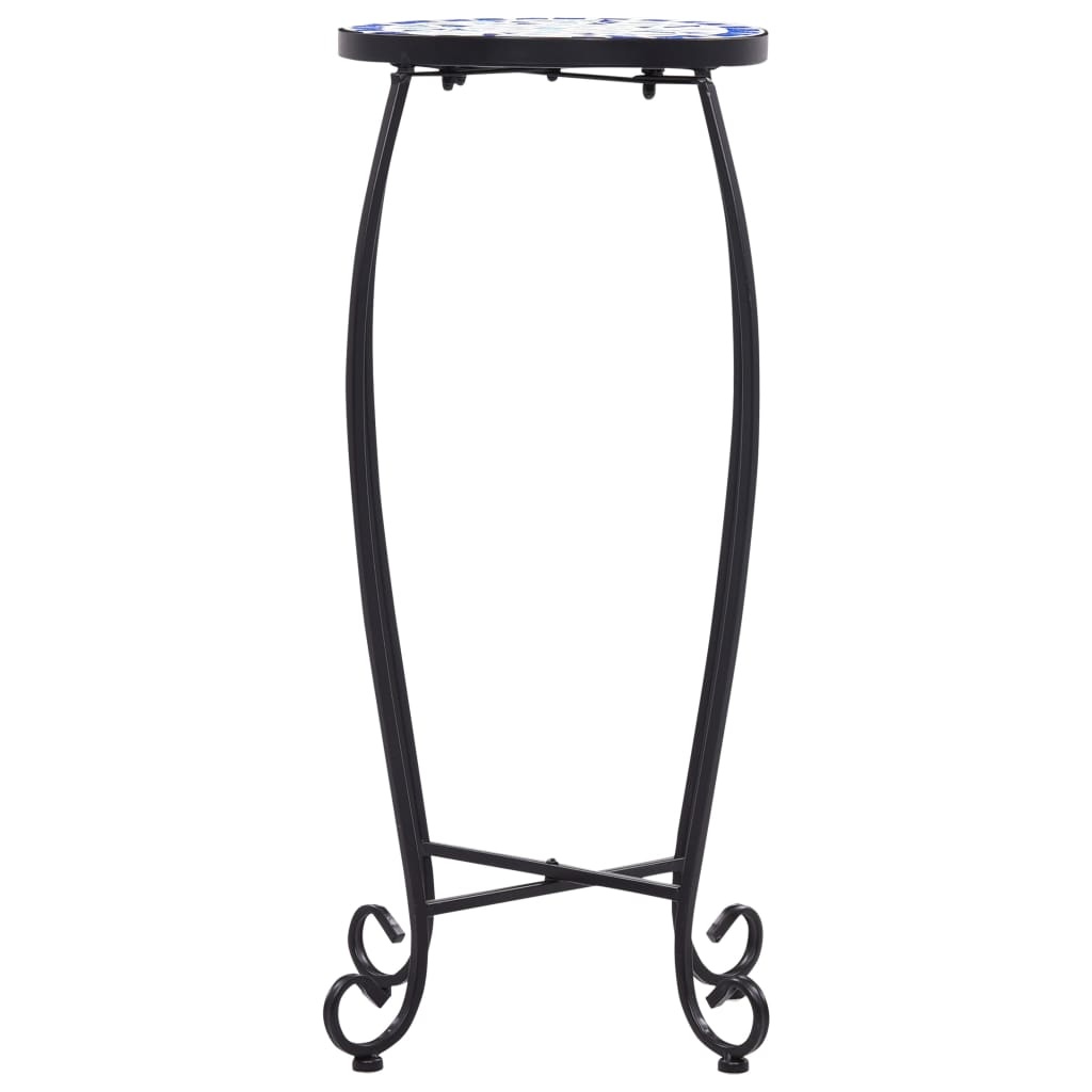 VidaXL Bijzettafels mozaïek 3 st keramiek blauw en wit