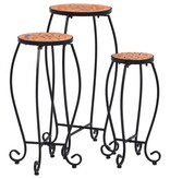 VidaXL Bijzettafels mozaïek 3 st keramiek terracottakleurig