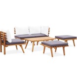 VidaXL 6-delige Loungeset massief acaciahout