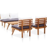 VidaXL 4-delige Loungeset met kussens massief acaciahout