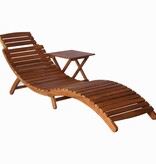 VidaXL Ligbed met tafel massief acaciahout bruin