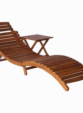 VidaXL Ligbed met tafel massief acaciahout bruin