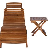 VidaXL Ligbed met tafel massief acaciahout bruin