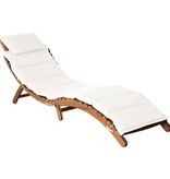 VidaXL Ligbed met kussen massief acaciahout crème