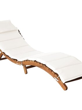 VidaXL Ligbed met kussen massief acaciahout crème