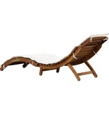 VidaXL Ligbed met kussen massief acaciahout crème