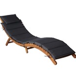 VidaXL Ligstoel met kussen massief acaciahout donkergrijs