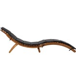 VidaXL Ligstoel met kussen massief acaciahout donkergrijs