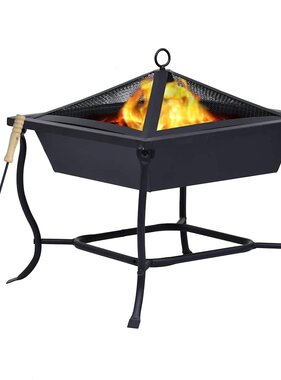 VidaXL Vuurplaats 42x42x45 cm staal zwart