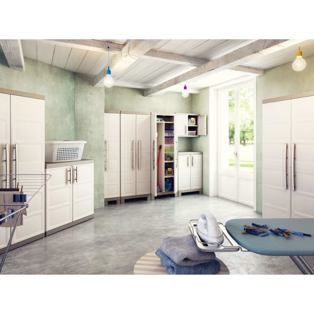 VidaXL Opbergkast met schappen Excellence 182 cm beige en taupe