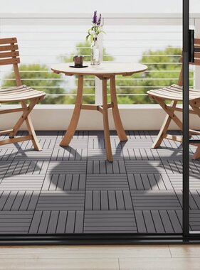 VidaXL Terrastegels 10 st 30x30 cm massief acaciahout greywash