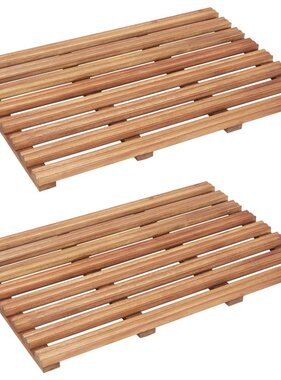 VidaXL Badmatten 2 st massief acaciahout 56x37 cm