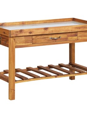 VidaXL Tuinwerkbank met zinken blad massief acaciahout