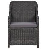 VidaXL 3-delige Bistroset met kussens poly rattan zwart
