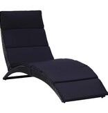 VidaXL Ligbed met kussen poly rattan zwart