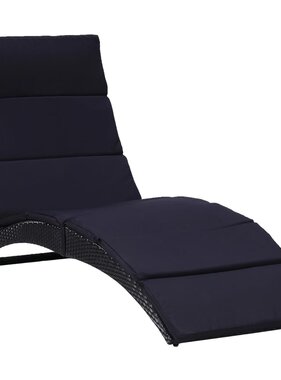 VidaXL Ligbed met kussen poly rattan zwart