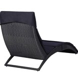 VidaXL Ligbed met kussen poly rattan zwart