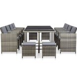 VidaXL 13-delige Tuinset met kussens poly rattan grijs