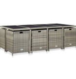 VidaXL 13-delige Tuinset met kussens poly rattan grijs