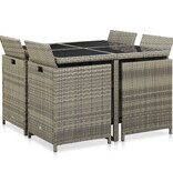 VidaXL 9-delige Tuinset met kussens poly rattan grijs