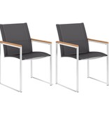 VidaXL Tuinstoelen 2 st textileen en roestvrij staal grijs