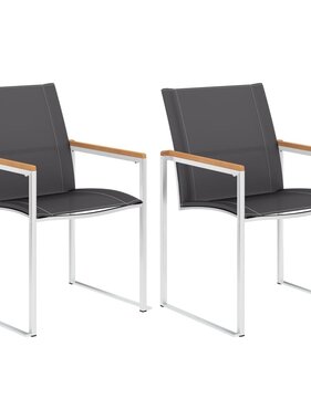 VidaXL Tuinstoelen 2 st textileen en roestvrij staal grijs