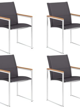 VidaXL Tuinstoelen 4 st textileen en roestvrij staal grijs