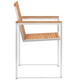 VidaXL Tuinstoelen 2 st massief teakhout en roestvrij staal