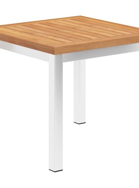VidaXL Tuinbijzettafel 45x45x38 cm massief teakhout en roestvrij staal