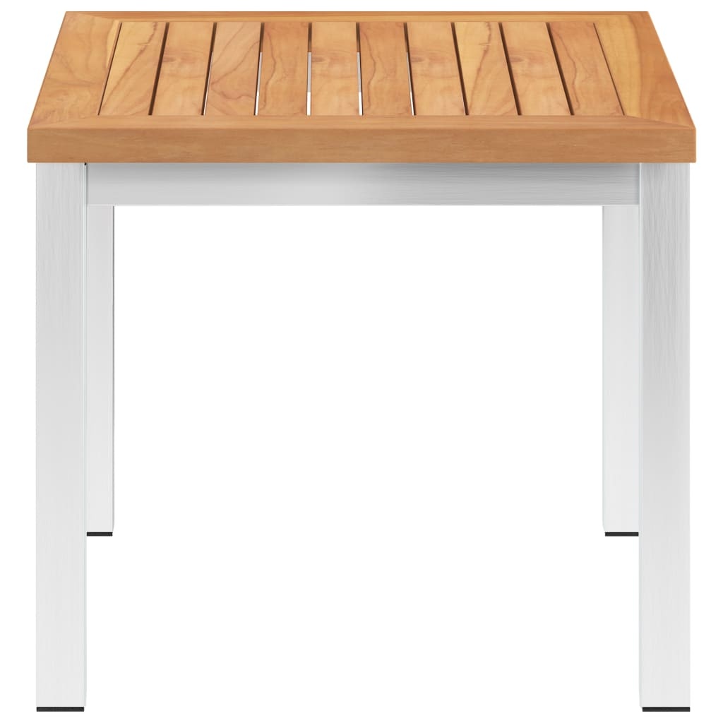 VidaXL Tuinbijzettafel 45x45x38 cm massief teakhout en roestvrij staal