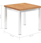 VidaXL Tuinbijzettafel 45x45x38 cm massief teakhout en roestvrij staal