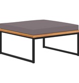 VidaXL Voetensteun met kussen 66x66x36 cm acaciahout donkergrijs