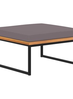 VidaXL Voetensteun met kussen 66x66x36 cm acaciahout donkergrijs