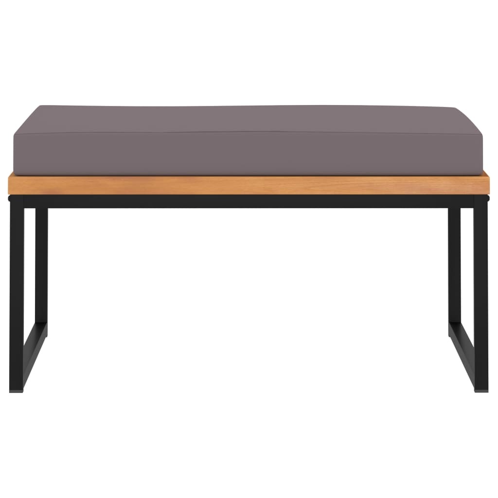 VidaXL Voetensteun met kussen 66x66x36 cm acaciahout donkergrijs