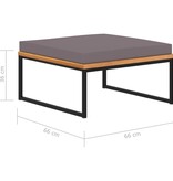 VidaXL Voetensteun met kussen 66x66x36 cm acaciahout donkergrijs